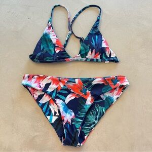 CUPSHE Women's‎ Floral Tropical Print Triangle Convertible Bikini Set, S